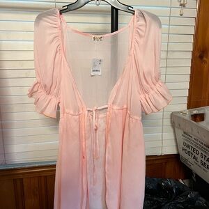 !!! YEAR END SALE !!! Free People Pink Ruched Robe Intimates Sleepwear